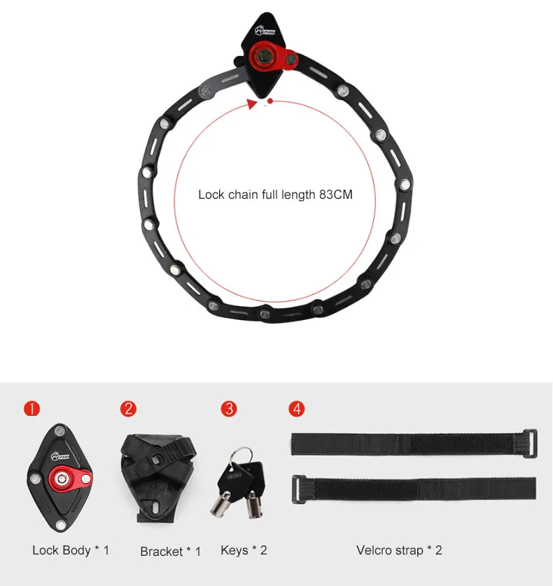 Велосипедный складной замок с креплением на велосипед, удобный замок для хранения ключей, тип MTB дорожный велосипедный безопасный замок PW0902