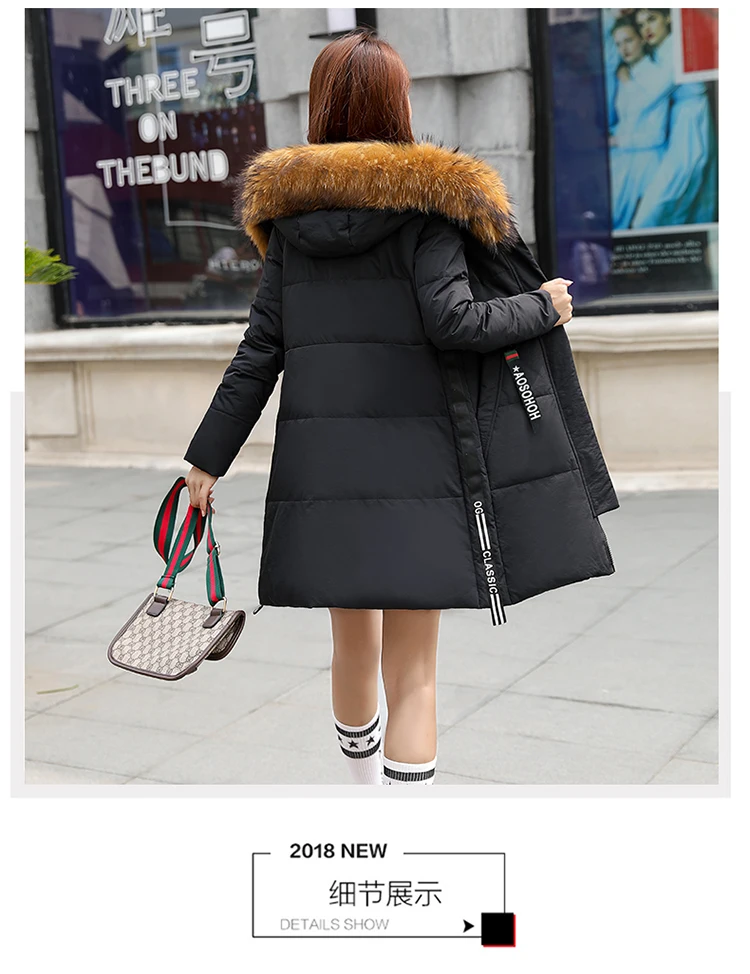 Solid Fur Hooded Thicken Long down cotton coats Women Casual Long Sleeve Warm Cotton Coats Female Hardy Jackets New large size