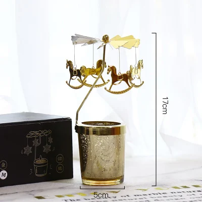 F Strongwell поворотный металлический подсвечник для дома украшения DIY ручной сборки подсвечники карусель украшение дома - Цвет: F