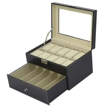 

Double-Layer Jewelry Box 10-Bit Watch Box Jewelry Box Storage Box Watch Box W119 Professional Fashion Portable