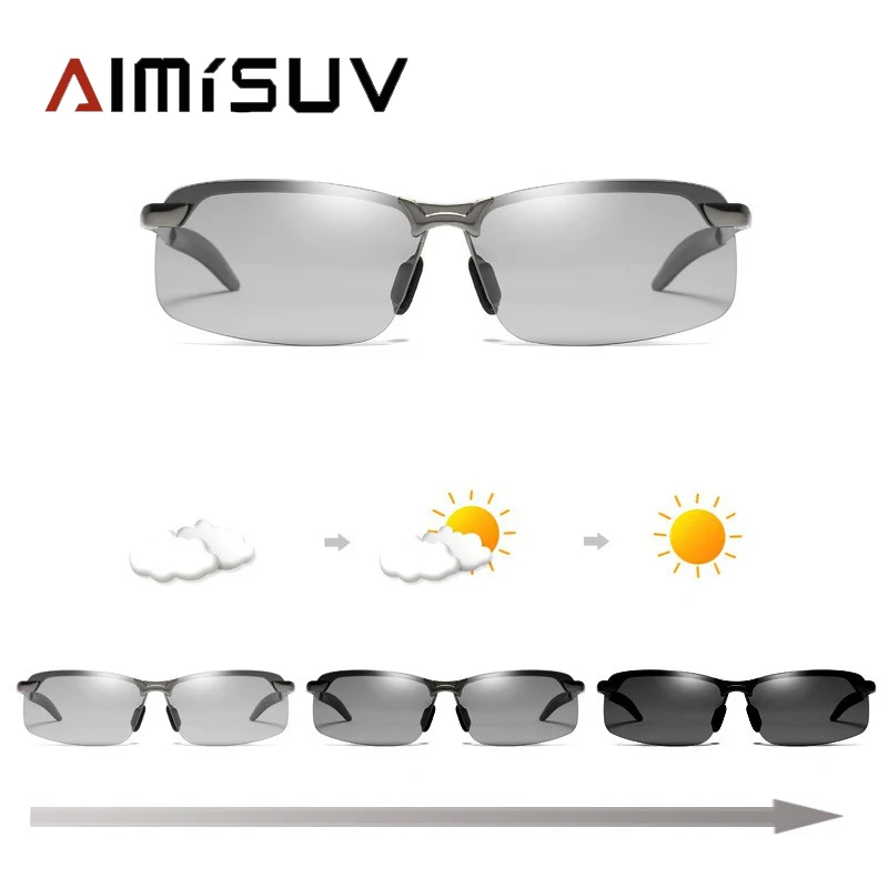 AIMISUV, поляризационные солнцезащитные очки, мужские, для вождения, фотохромные солнцезащитные очки, для улицы, очки, металлическая оправа, мужские очки, UV400, gafas de sol