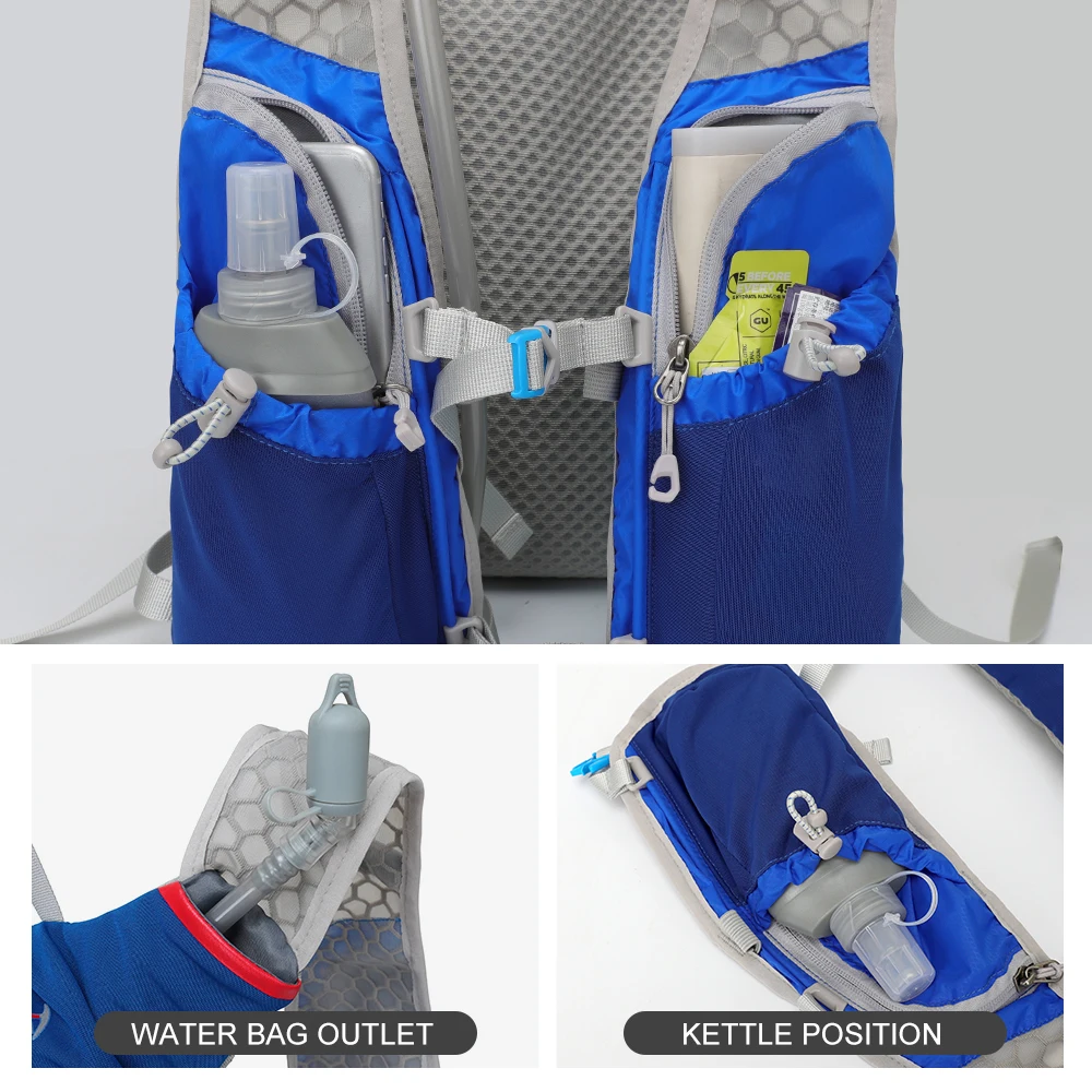 INOXTO Trail Running-5L Ultralight Backpack Hydration Jogging Vest Pack Bag for Marathon Bicycle with Water Bottle 250ML 500ML