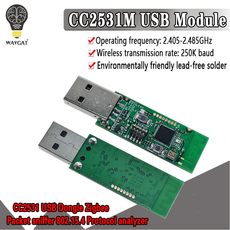 Wireless Zigbee CC2531 Sniffer Bare Board Packet Protocol Analyzer Module USB Interface Dongle Capture Packet Module