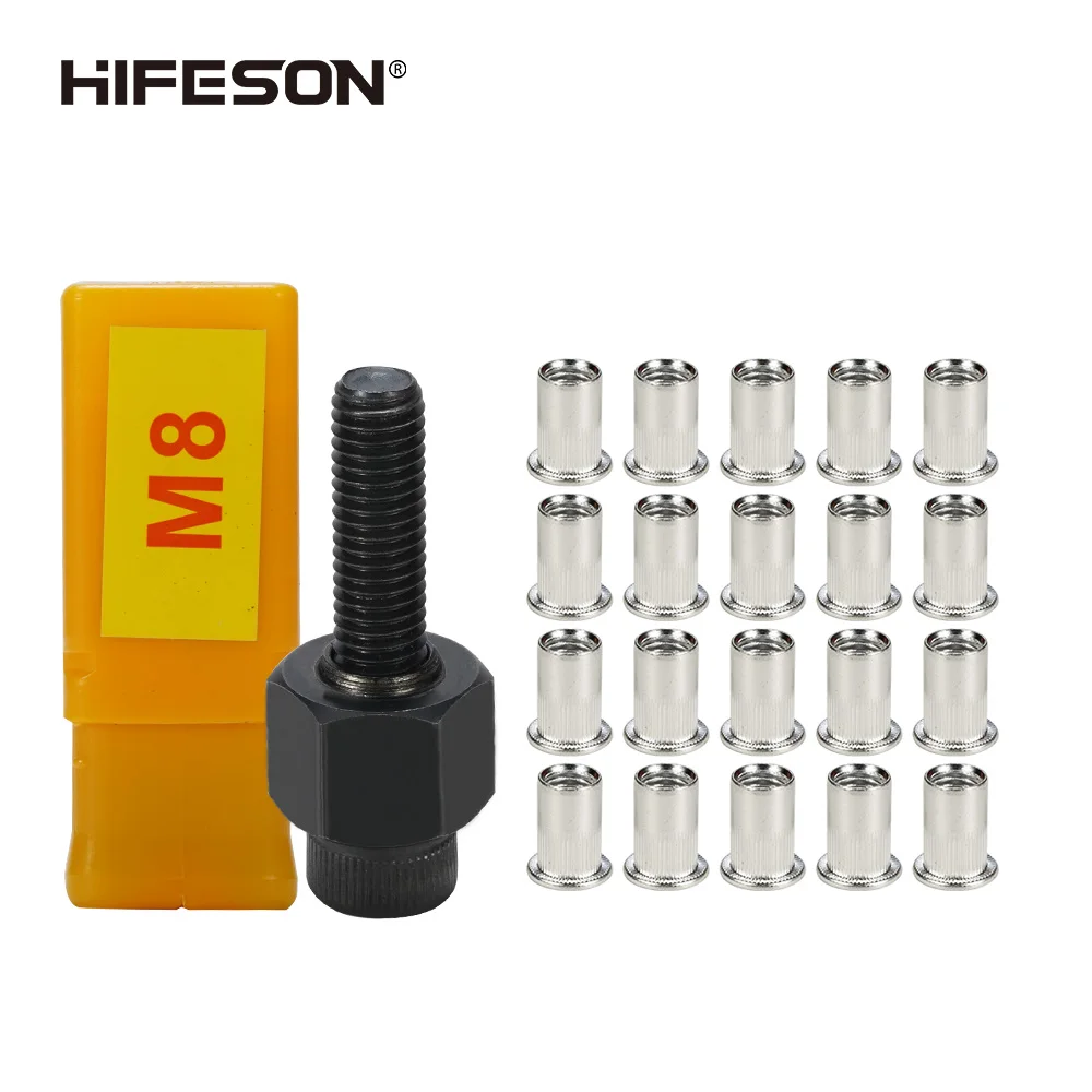 Hand Rivet Nut Gun Head Nuts Riveter Tool M3 M4 M5 M6 M8 M10 For Rivet Nut Gun Riveting Riveter Tool with 20 pcs Stainless nuts
