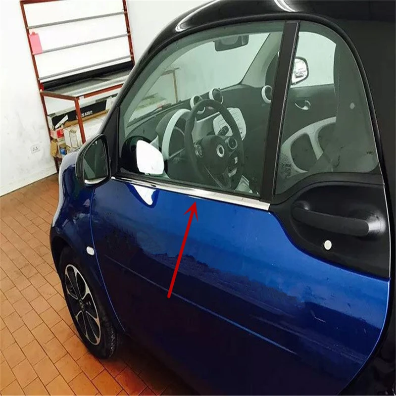 

WELKINRY For Smart fortwo C453 3rd generation 2014 2015 2016 2017 2018 2019 stainless steel car door window frame lower trim