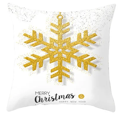 Золотая Рождественская наволочка для подушки ZENGIA 45*45 см, полиэфирная Рождественская наволочка для подушки, украшения для дома, Новогодняя наволочка