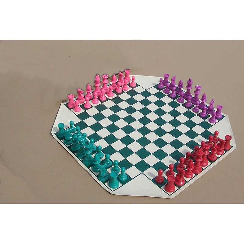 4 WAY Chess Set 4-player Chess Game Board Games Medieval Chesses Set With 60cm Chessboard 68 Pieces 97mm King Travel Game board game foldable chess board table games folding chess board chess pieces and board