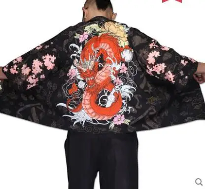 Кимоно кардиган мужской японский obi мужской юката японское кимоно Мужская японская мода мужской цветочный принт Самурай Одежда большого размера - Цвет: winter