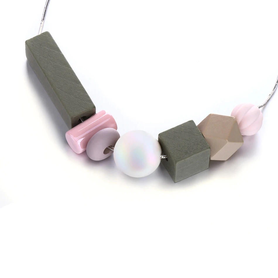 Подходящее женское ожерелье массивное ожерелье s& Кулоны геометрическое ожерелье из деревянных бусин для женщин ювелирные изделия MX016