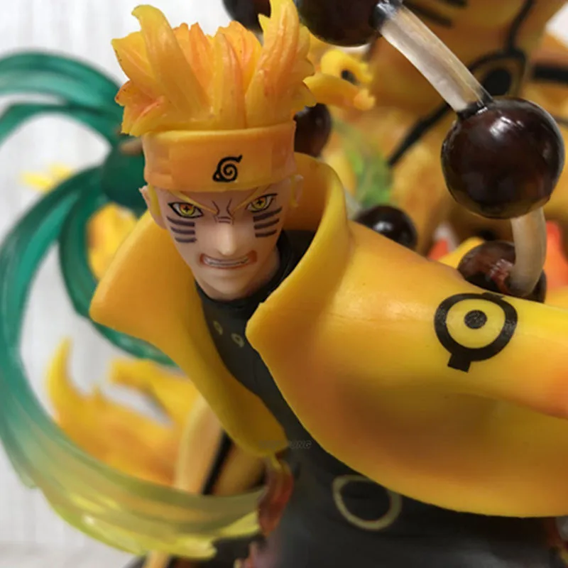 35cm Anime NARUTO Uzumaki Naruto Kurama Battle Form Statue PVC with LED Light Desk Decoration Collection Model Toys Gift