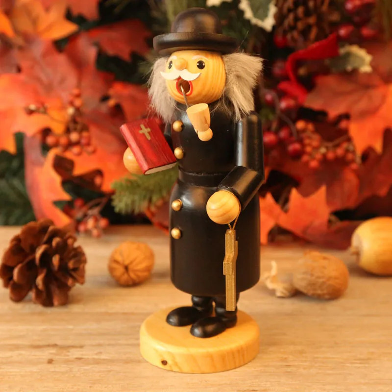 Рождественские куклы в немецком стиле, статуэтка курительная трубка, люди, кукольные благовония, горелки, дерево, ремесло, Рождественское украшение для дома R3480 - Цвет: Черный