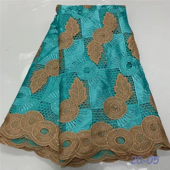 

High Quality France Swiss Voile Laces African Swiss Voile Lace 100% Cotton Fabric Sky Blue Voile Lace In Switzerland 04