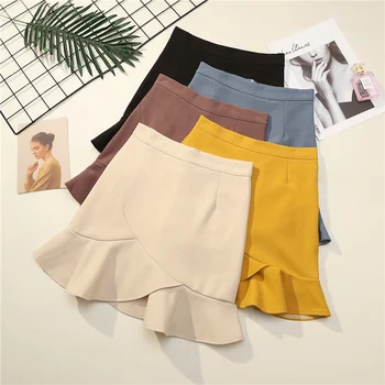 

Solid Women Skirt Autumn Winter Korean Elegant Jupe Femme Plaid Bottoms For Ladies A-Line Sequins Short Mini Skirts