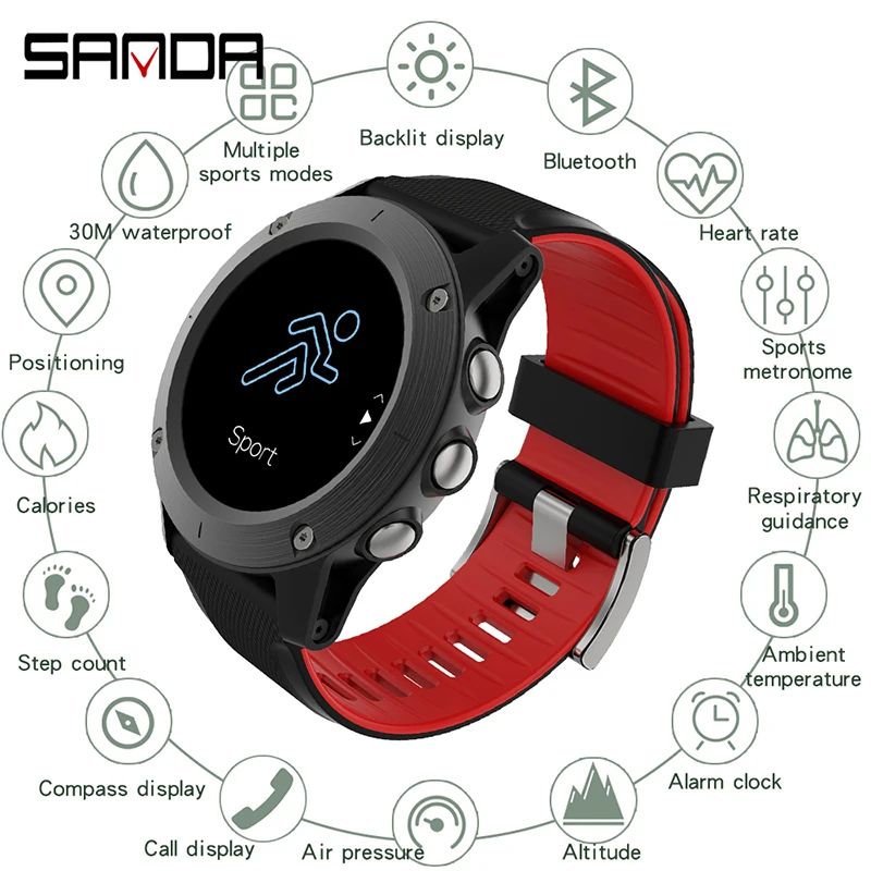 SDR911 спортивные Смарт-часы для мужчин Bluetooth Музыка информация толчок сердечного ритма высота давление измерения для мужчин t напоминание Smartwatch