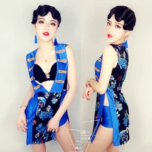 Сексуальные сценические наряды для женщин, косплей, Джазовый танцевальный костюм, Восточный ретро женский певец, одежда для выступлений, костюмы DL5138