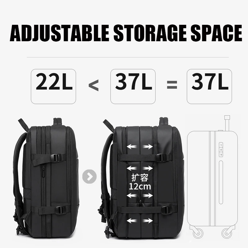 Mochila de viagem, mochila expansível de 40 litros, aprovada para voo para  homens e mulheres, mochila para laptop de 17 polegadas com porta de  carregamento USB, mala extra grande