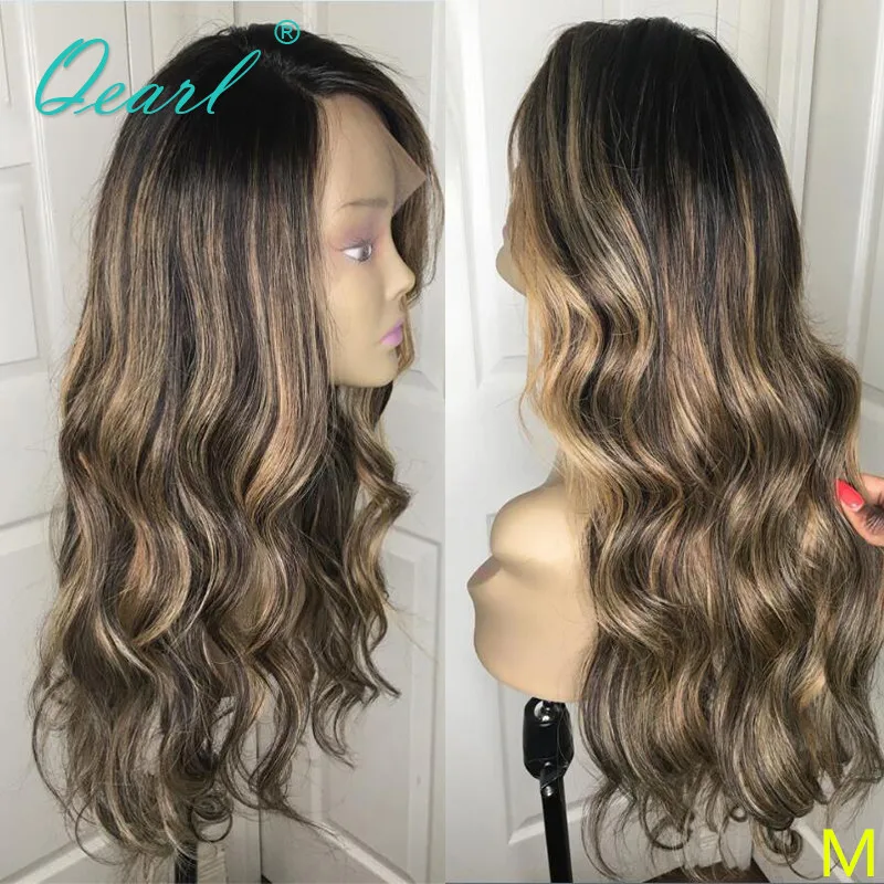 

Deep Side Part 13x4/13x6 Lace Front Wig Ombre Blonde Highlights Color Loose Wave Human Hair Wigs Peruvian Remy Hair 150% Qearl