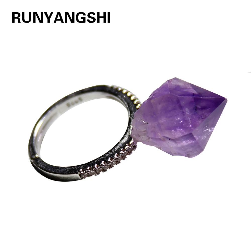 Runyangshi 1 шт. натуральный камень лаванда аметист оригинальный кольцо для женщин