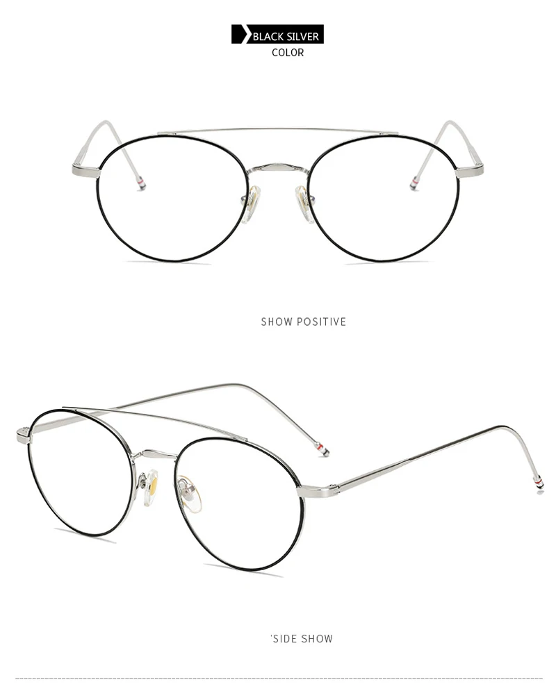 Zilead, круглые очки с двойным лучом, оправа для женщин и мужчин, металлические прозрачные линзы, оптические очки, простые очки