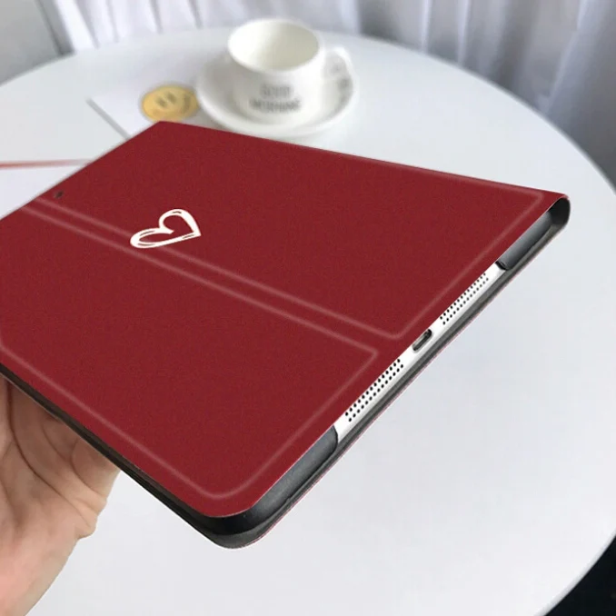 Мультяшный чехол с красным сердцем из искусственной кожи чехол для iPad Air 1/2 iPad 10,2 10,5 Тонкий чехол-подставка для iPad 234 mini 12345 Автоматическое включение/выключение