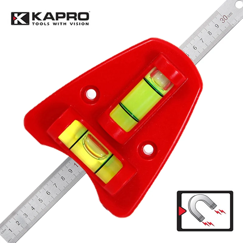 

KAPRO Magnetic Water Level Bubble Mini Portable Triangular Bubble Level Measuring Instruments Triangular T Type Spirit Level Red