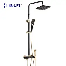 

All Black Copper Bath Home Thermostatic Shower Shower Set Bath Turbo Button Tap 2022 HA-Life Intelligent Shower