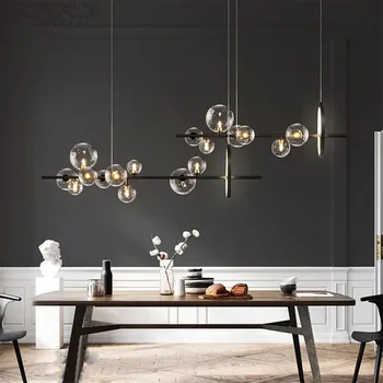 

Industrial wind shop commercial creative bar pendant light dining room chandelier glass bubble pendant light