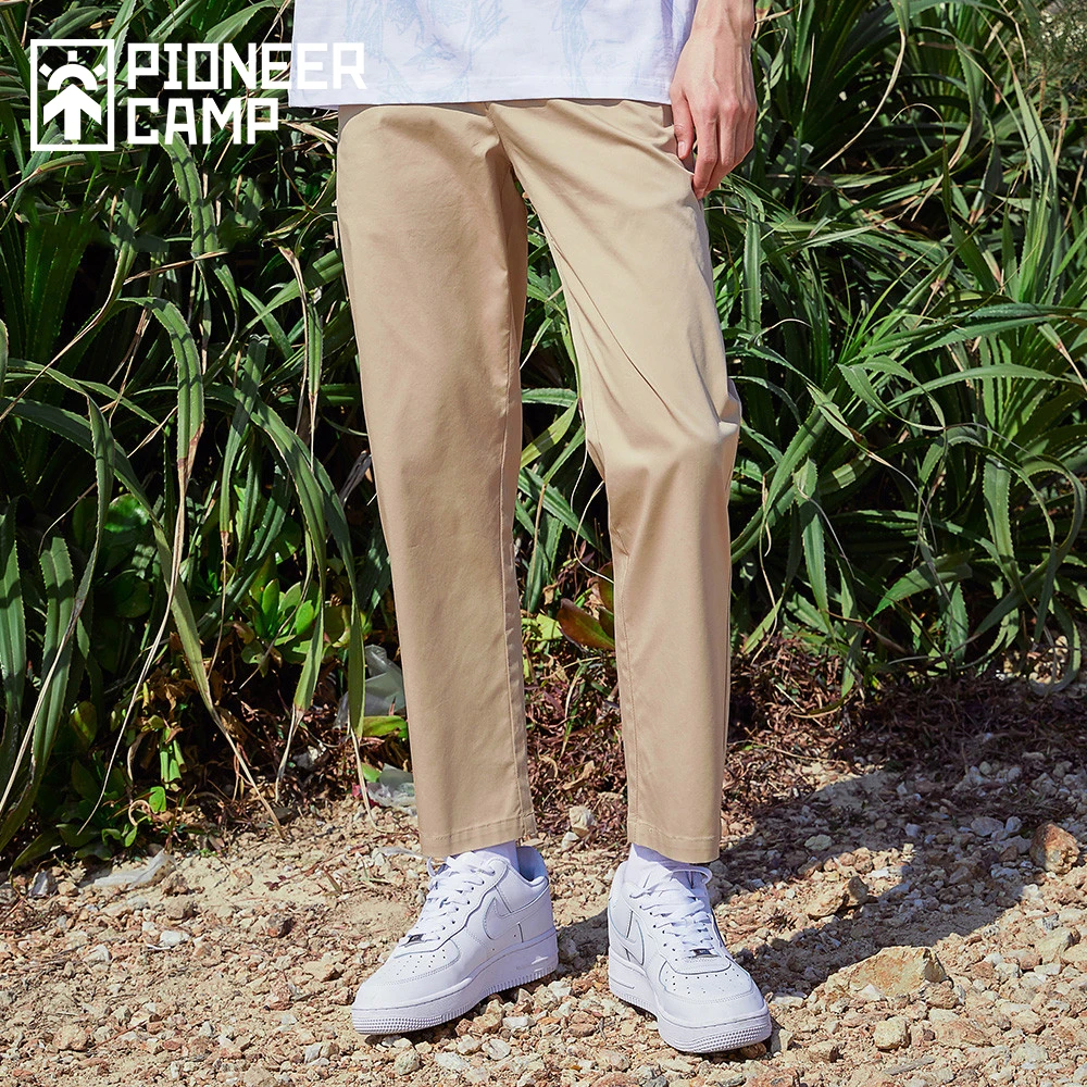 Pioneer Camp Pantalones informales ajustados para hombre, Pantalón de algodón liso, negro, caqui, gris y azul, XXX123047, 2021|Pantalones informales| - AliExpress