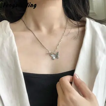 

Fengxiaoling 2020 New Fashion Vintage Thai Silver Pendant Necklaces 925 Sterling Silver Beautifully Butterfly Statement Necklace