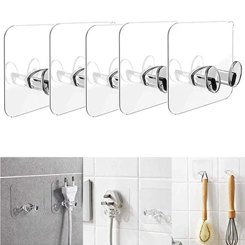 

10Pcs Hooks Strong Non-marking Plug Hooks Storage Racks Waterproof Wall Stickers Hangers Multi-function Kitchen Accessories