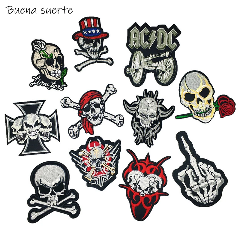 1 шт. нашивки в виде черепа и рок группы пиратские вышитый жетон для шитья одежды