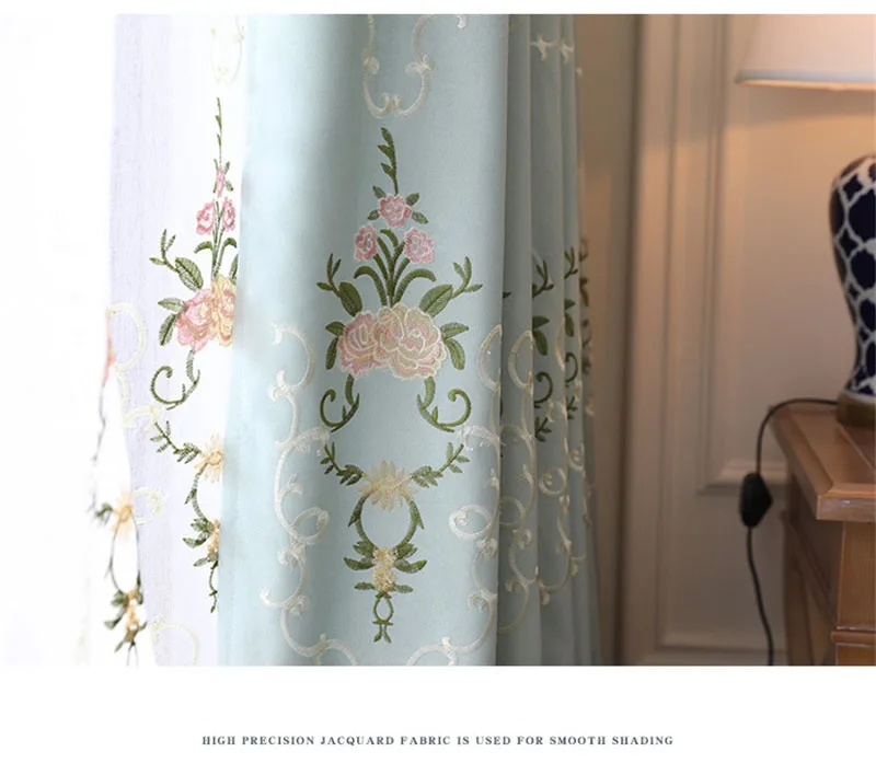 Благородный и элегантный сад вышивка занавеска тюль для гостиной Сельский Цветок озеро голубое Окно Шторы для спальни X-HM134#30