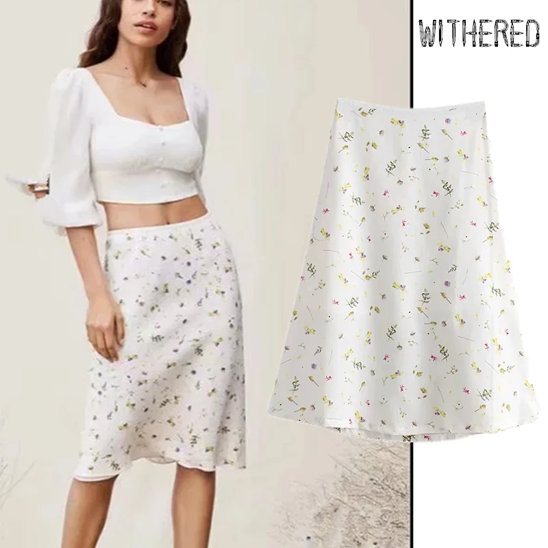 

Withered england elegant office lady midi skirt women flower print elastic faldas mujer moda 2019 long Fishtail skirts womens