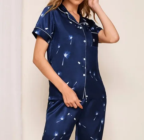 Атласные женские пижамы, Leepwear, женские пижамные комплекты, шелковые пижамы, женская одежда для сна, модный принт, домашняя одежда - Цвет: lanpugongying