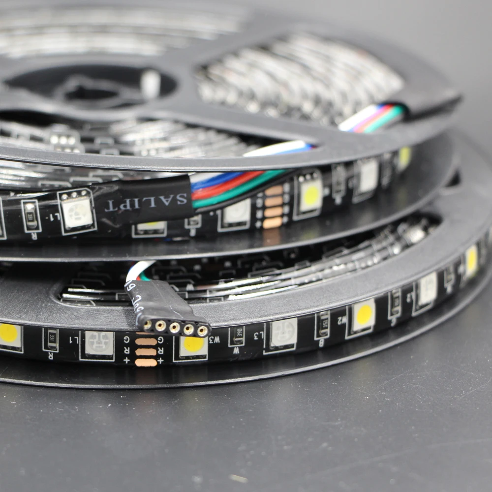 Светодиодная ленсветильник 12 В RGB 5050 черная печатная плата 1 м 2 5 60 светодиодов/м