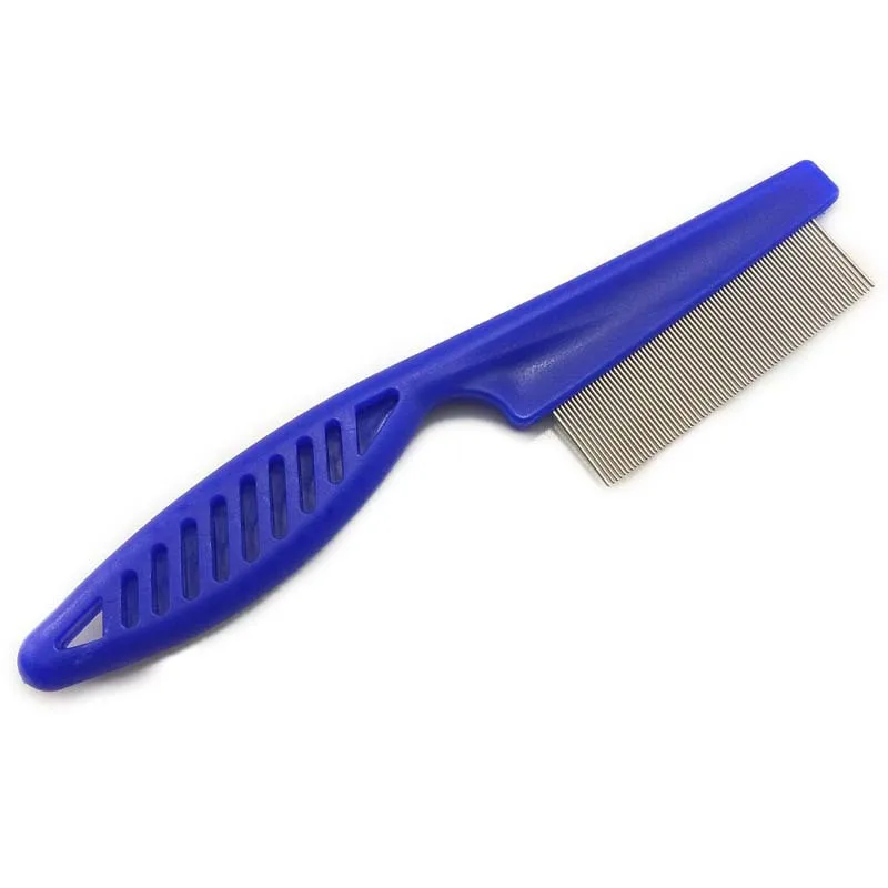 Blue Защита от блох, гребень для кошек, собак, домашних животных из нержавеющей стали, удобные инструменты для ухода за волосами, щетка для дегребли, короткие длинные волосы, удаление меха - Цвет: Blue