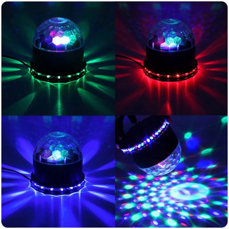 Rgb Mp3 хрустальный магический шар звуковая активация Dj огни мини вращающийся стробоскоп сценические огни с пультом дистанционного управления для подарок для домашней вечеринки(E