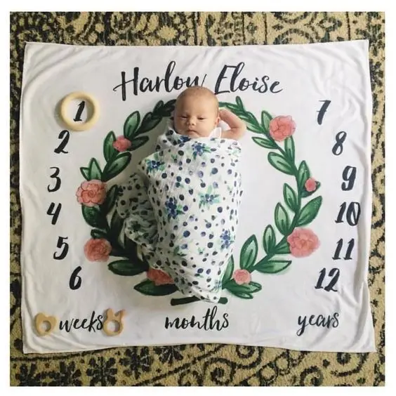 

Infant Baby Milestone Blanket Photo Photography Prop Blankets Backdrop Cloth Calendar Bebe Boy Girl Photo Accessories 100x100cm