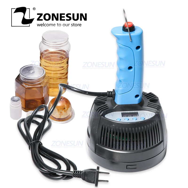 ZONESUN 20-100 мм ручной электромагнитный индукционный герметик мед пластиковая стеклянная бутылка крышка Оловянная машина для запечатывания алюминиевой фольгой