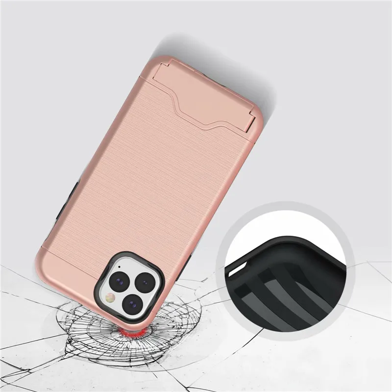 Модный чехол для телефона с держателем карт для iPhone 11 Pro 11 Pro Max 11 с карманом для кредитных карт для iPhone PC+ силиконовая задняя крышка с подставкой
