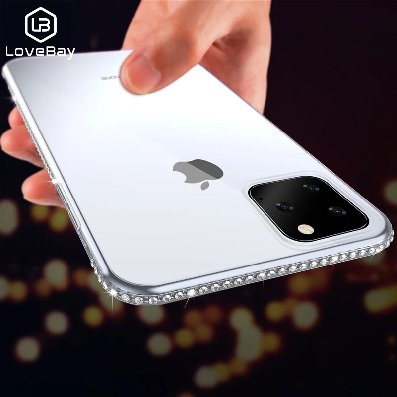 Lovebay чехол для iPhone X XS Max XR 8 7 6 Plus Блестящий Алмазный мягкий прозрачный ТПУ Кристалл