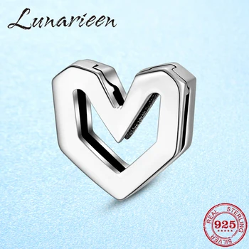 

Real 925 Sterling Silver Angular heart shape Clips beads Fit Original Reflexions Bracelet Jewelry making