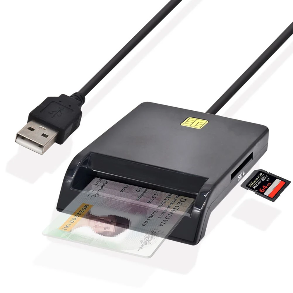 

Portable USB SIM Smart Card Reader For Bank Card IC/ID EMV SD TF MMC Cardreaders USB-CCID ISO 7816 for Windows 7 8 10 Linux OS