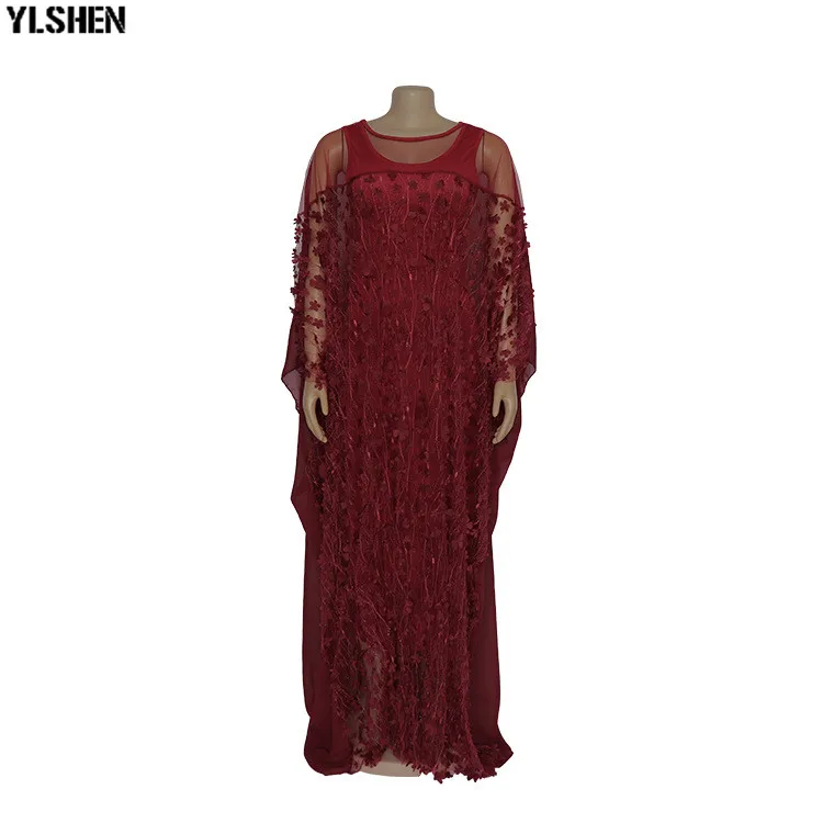 Африканские платья для женщин африканская одежда мусульманское длинное платье высокого качества модное Африканское платье одежда для леди - Цвет: Wine red