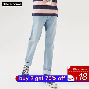 

Metersbonwe 2020 New Men Jeans Skinny Streetwear Blue Pants Slim Trousers Youth New Casual Trend straight Jeans Mens