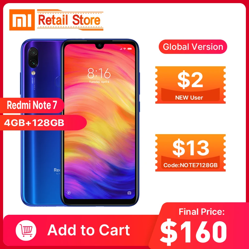 В наличии глобальная версия Xiaomi Redmi Note 7 4GB 128GB смартфон 48MP камеры Snapdragon 660 Octa Core 6 3