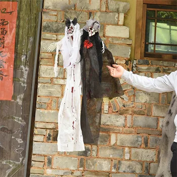 

A Couple of Ghost Decoration Halloween Party Horror Props Creepy Eyes Glowing Shake The Body Electric Scary Doll Festival Toy