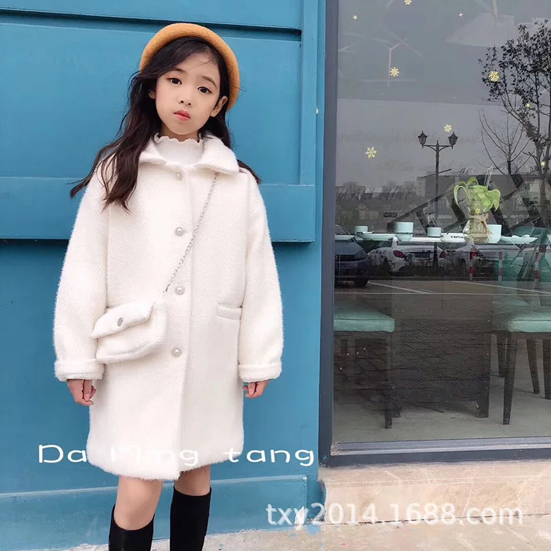 

Children's clothing 2019 winter new children's coat fashionable temperament girls lapel imitation mink coat baby coat