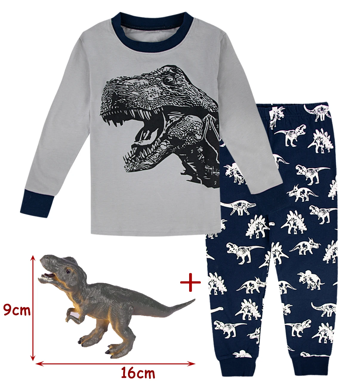 Dinosaur with toy 9 Детская Пижама для мальчиков Детские пижамы Пижама с динозавром ребенок мультфильм пижамы ночное год на весну и зиму Пижама для мальчика - Цвет: Dinosaur with toy 9