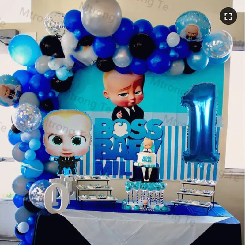 1Set Cartoon Boss Baby Birthday Party Tema Foil Palloncini Ad Elio Decorazioni Per Feste Di Compleanno Per Bambini Ghirlanda Arch Kit Air Globos